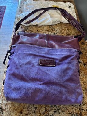 Pristine NWT | EL PRADO Italy purple Suede & Calfskin Mixed-Media Tote